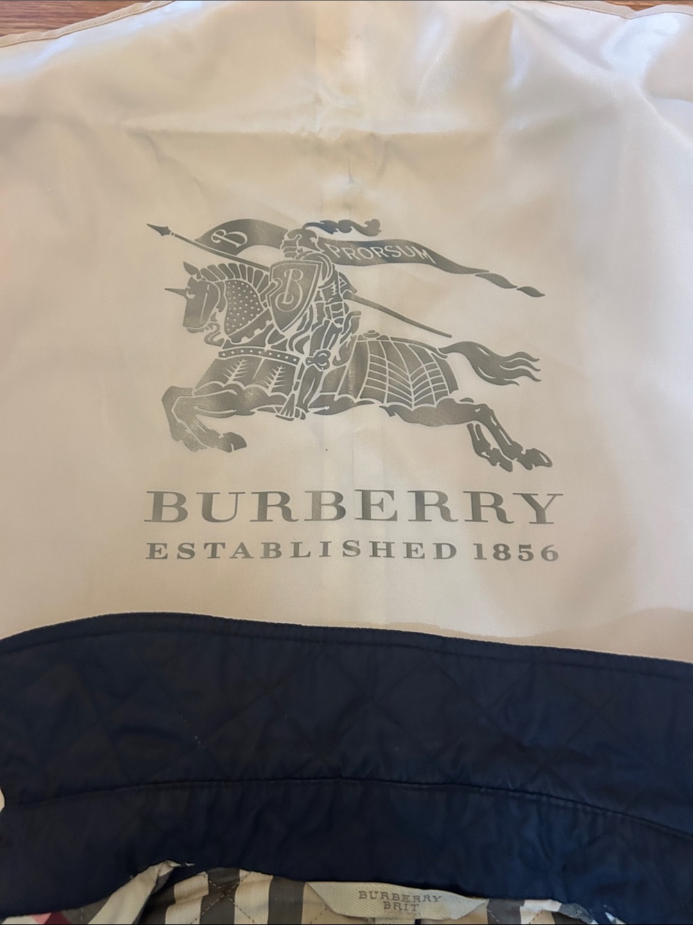Burberry Navy Raincoat with Signature Check Lining - Picture 4 of 6